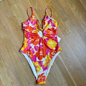 NWT L*Space Piper Keyhole Floral One Piece Swimsuit - Pink, Yellow, Orange